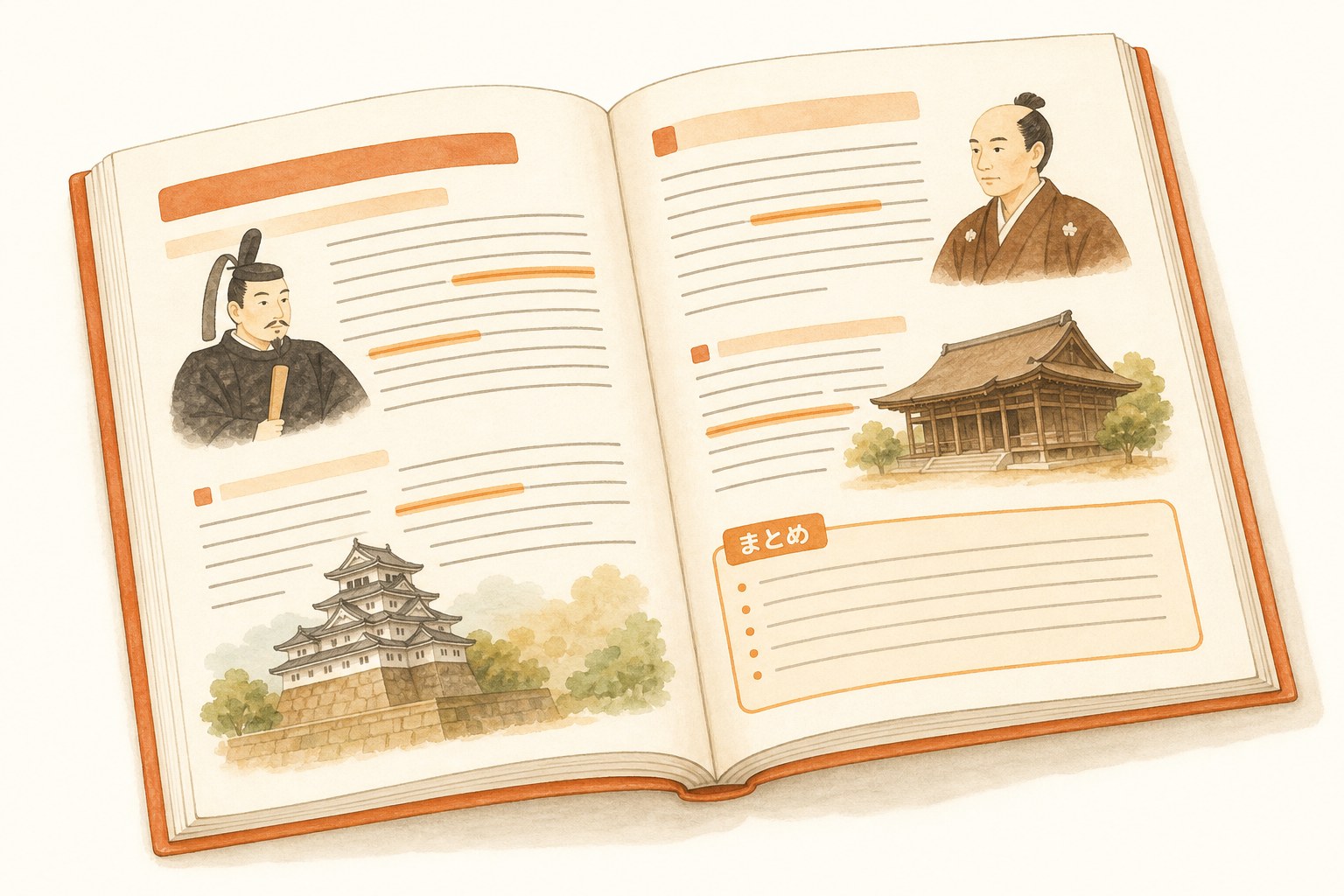 開いた参考書の挿絵。会話するように語りかける参考書のイメージ